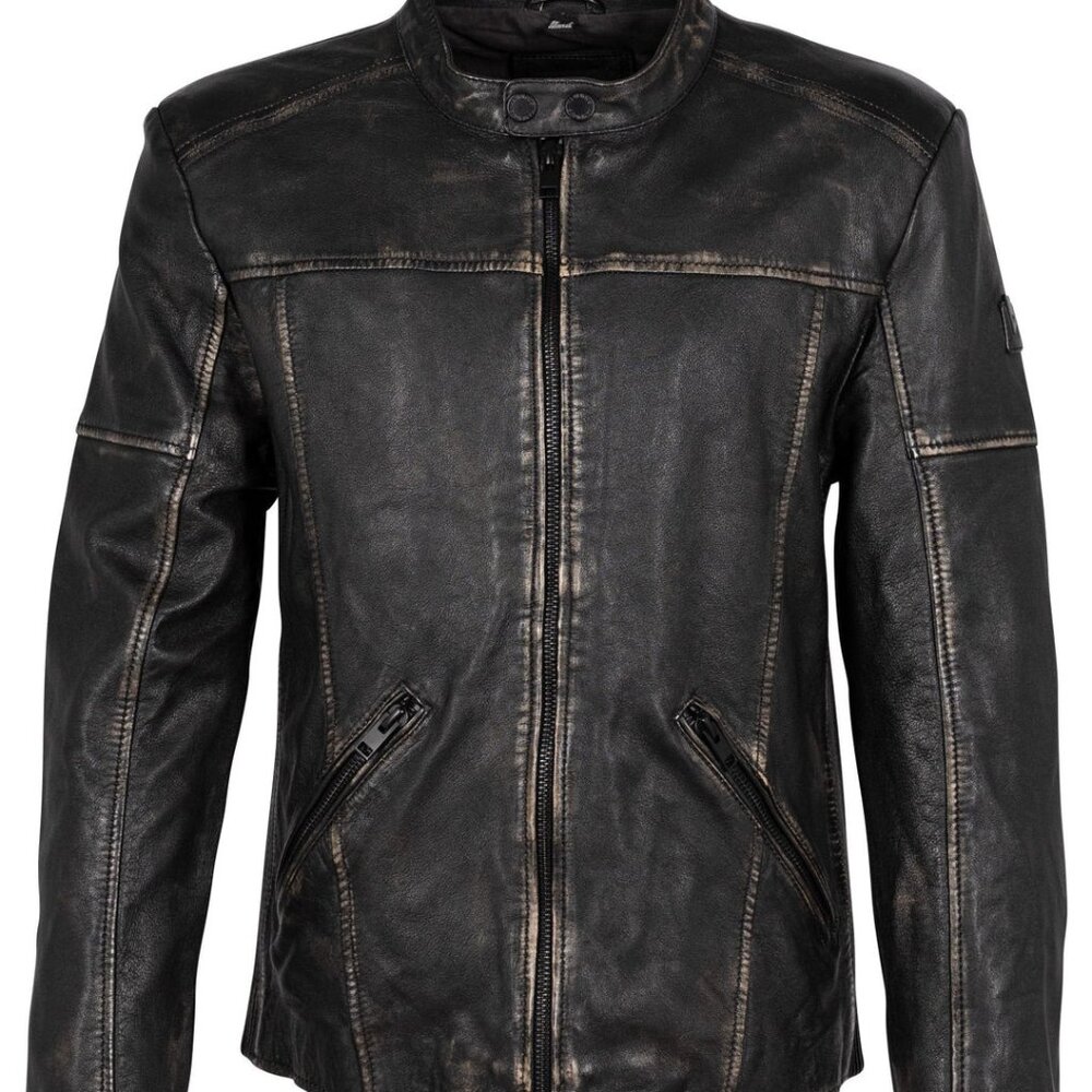 NWT Aryn RF Vintage Black Men's Distressed Leather Jacket